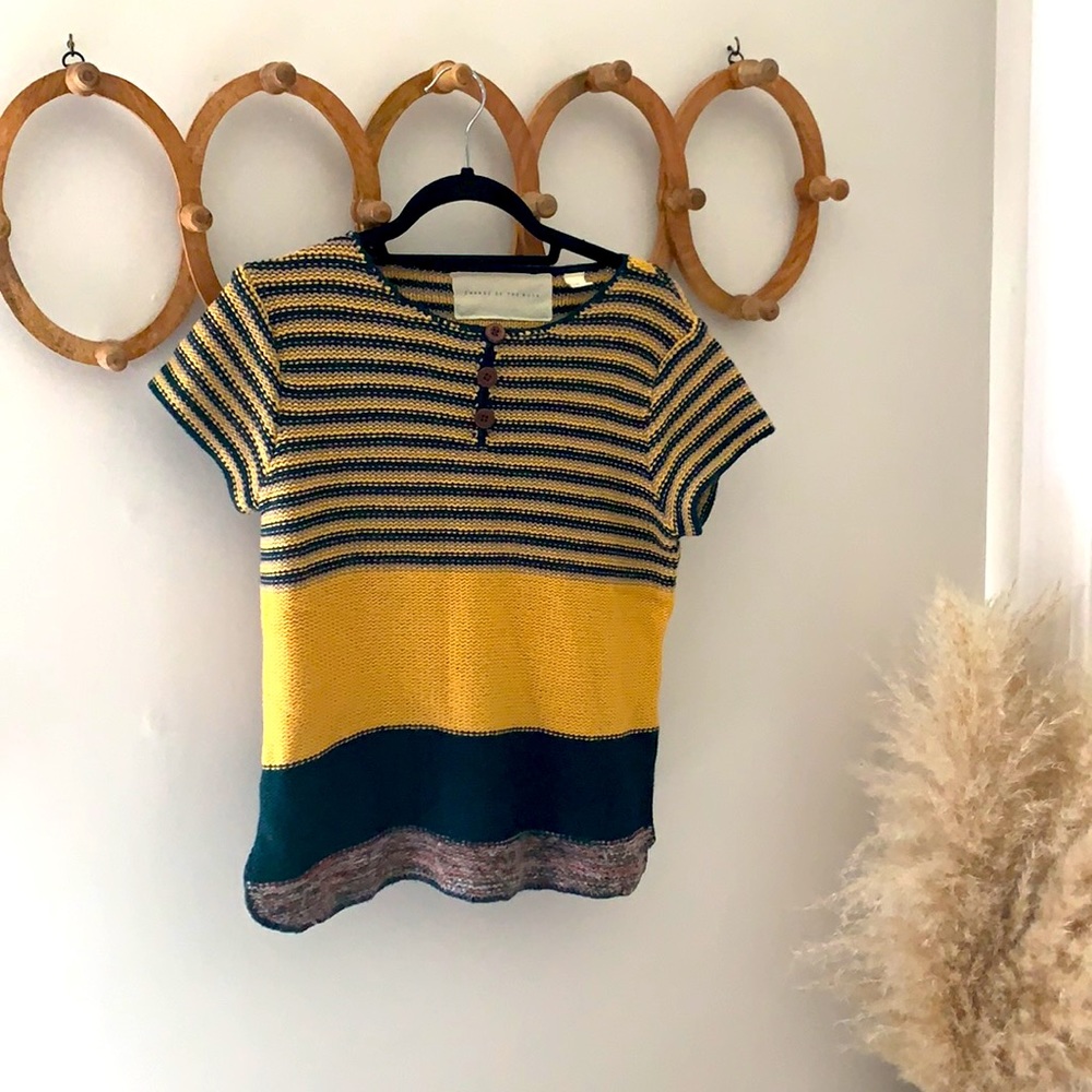 Multi short-sleeve knit sweater Anthropologie